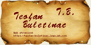 Teofan Buletinac vizit kartica